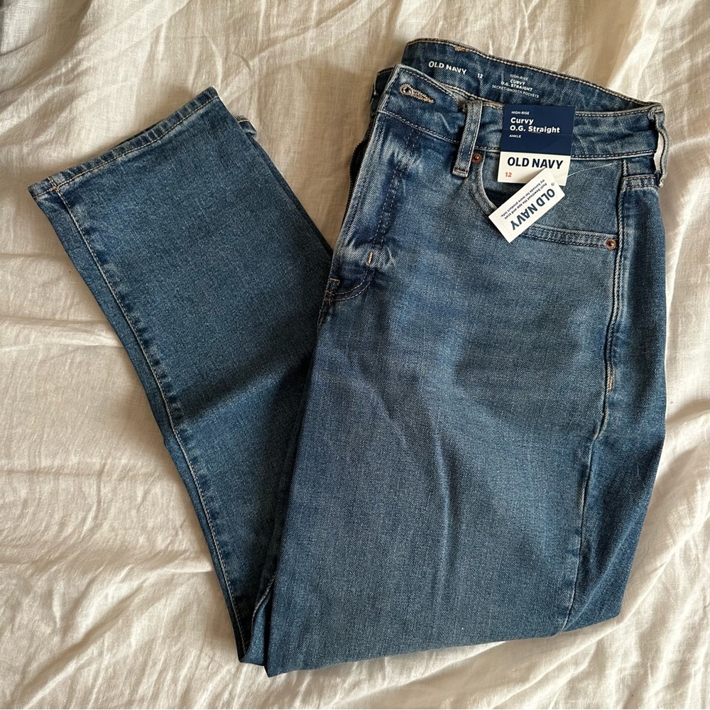 Old Navy Curvy High-Waisted OG Straight Ankle Jeans Woman’s Size 12